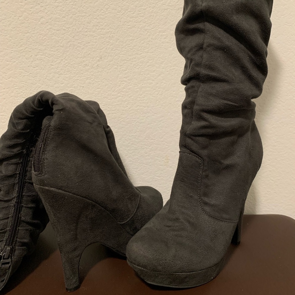 Gray Heeled Boots for Women